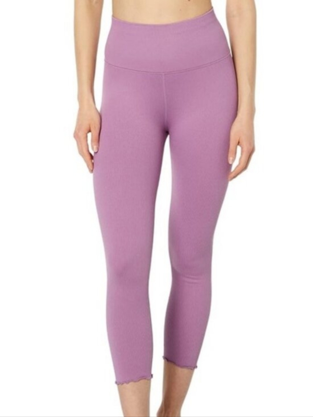 Spiritual Gangster Ribbed Leggings Ruffle Hem Lilac Puple XS/ S
